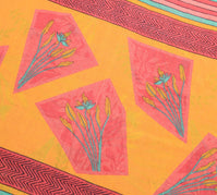 Sushila Vintage Dark Peach Saree Pure Cotton Printed Soft Craft Floral Fabric