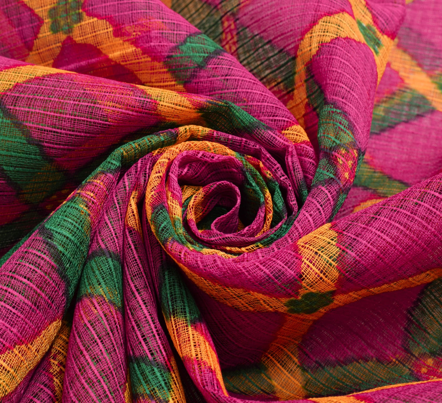 Sushila Vintage Magenta Women Saree 100%Pure Cotton Checks  Printed Craft Fabric