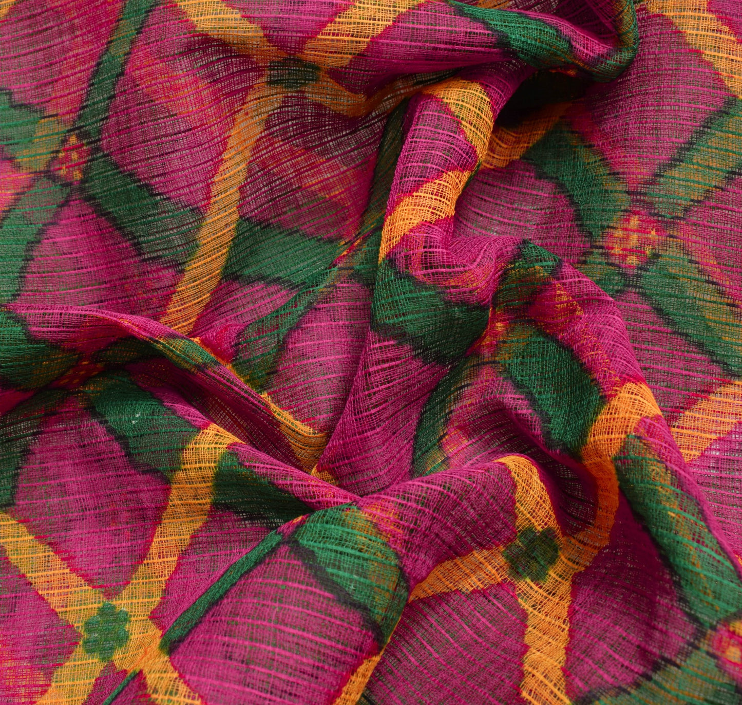 Sushila Vintage Magenta Women Saree 100%Pure Cotton Checks  Printed Craft Fabric