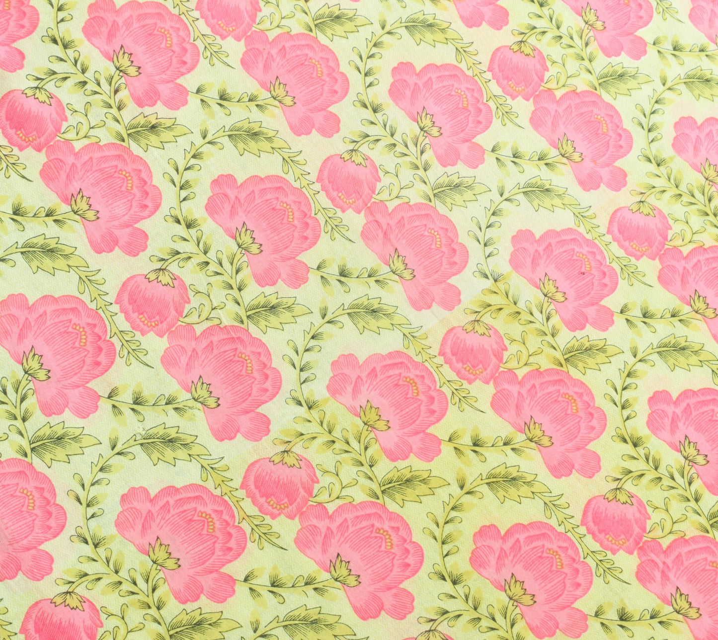 Sushila Vintage Light Yellow Saree 100% Pure Cotton Printed Soft Craft Fabric