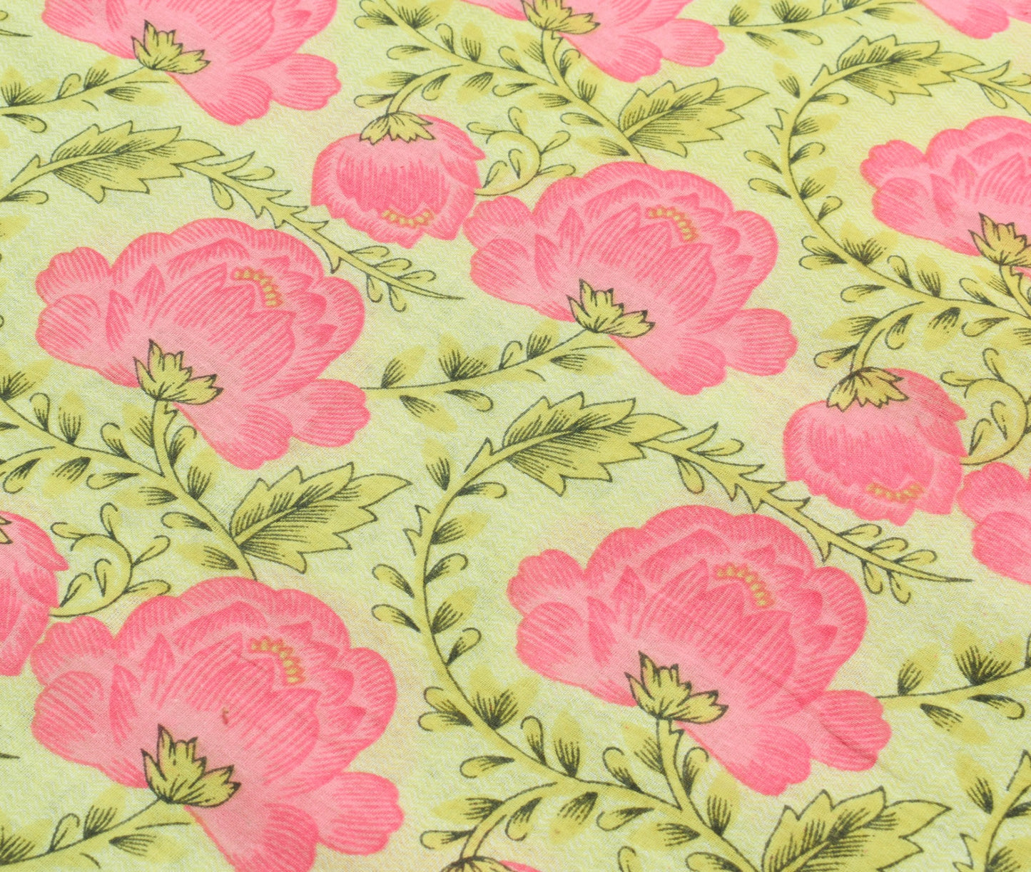 Sushila Vintage Light Yellow Saree 100% Pure Cotton Printed Soft Craft Fabric