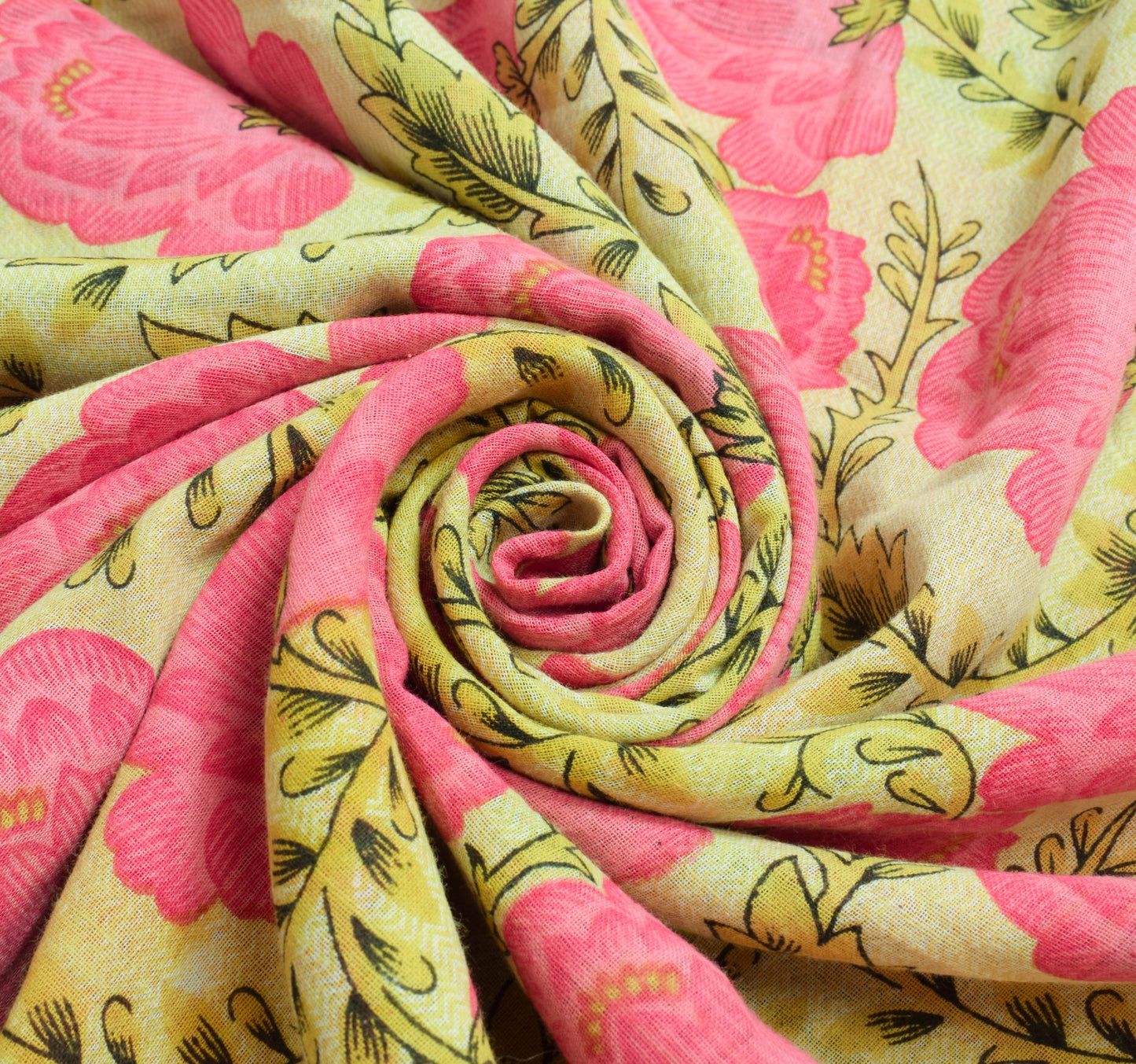 Sushila Vintage Light Yellow Saree 100% Pure Cotton Printed Soft Craft Fabric