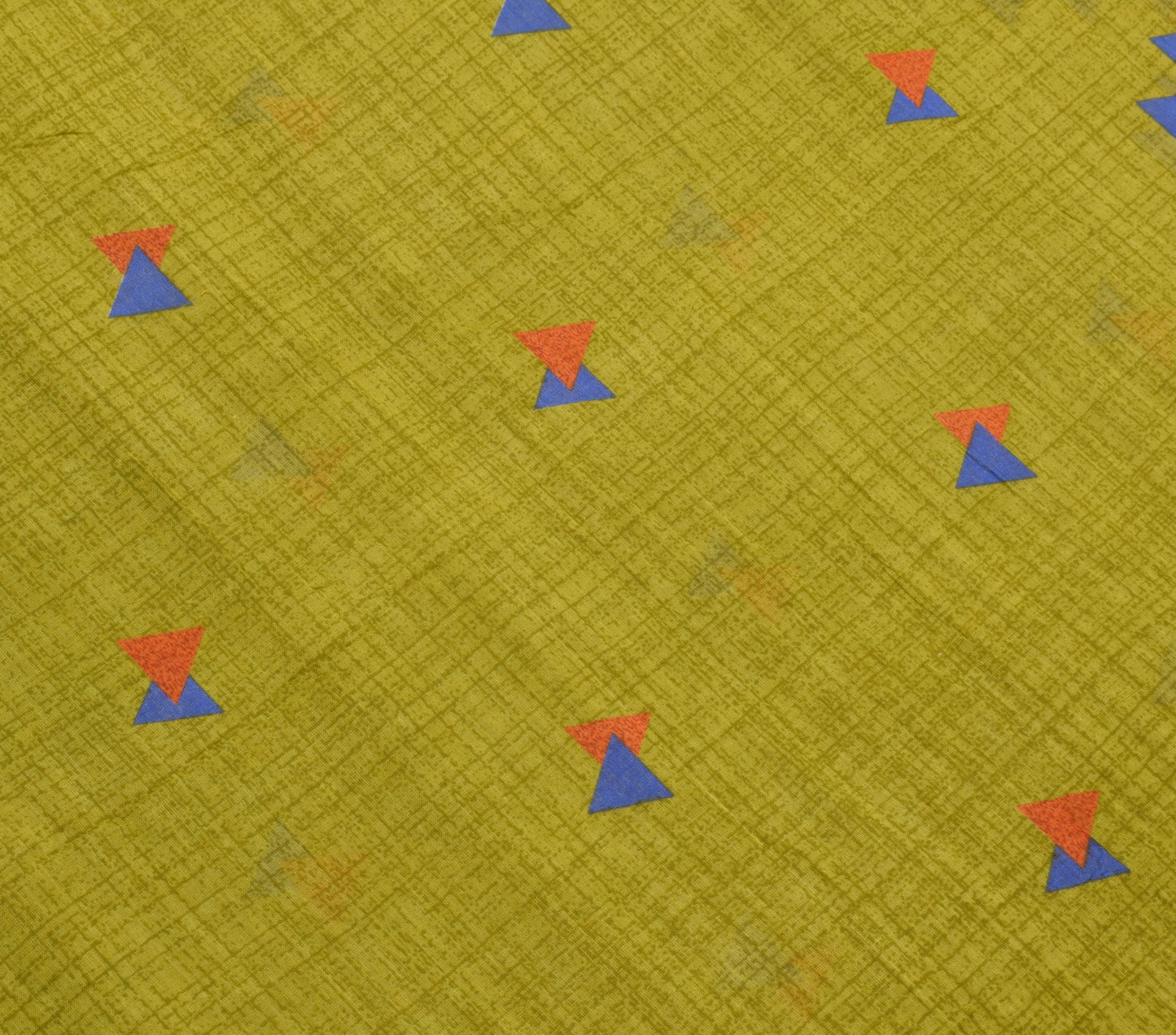 Sushila Vintage Green Saree Pure Cotton Geometrical Printed Soft Craft Fabric