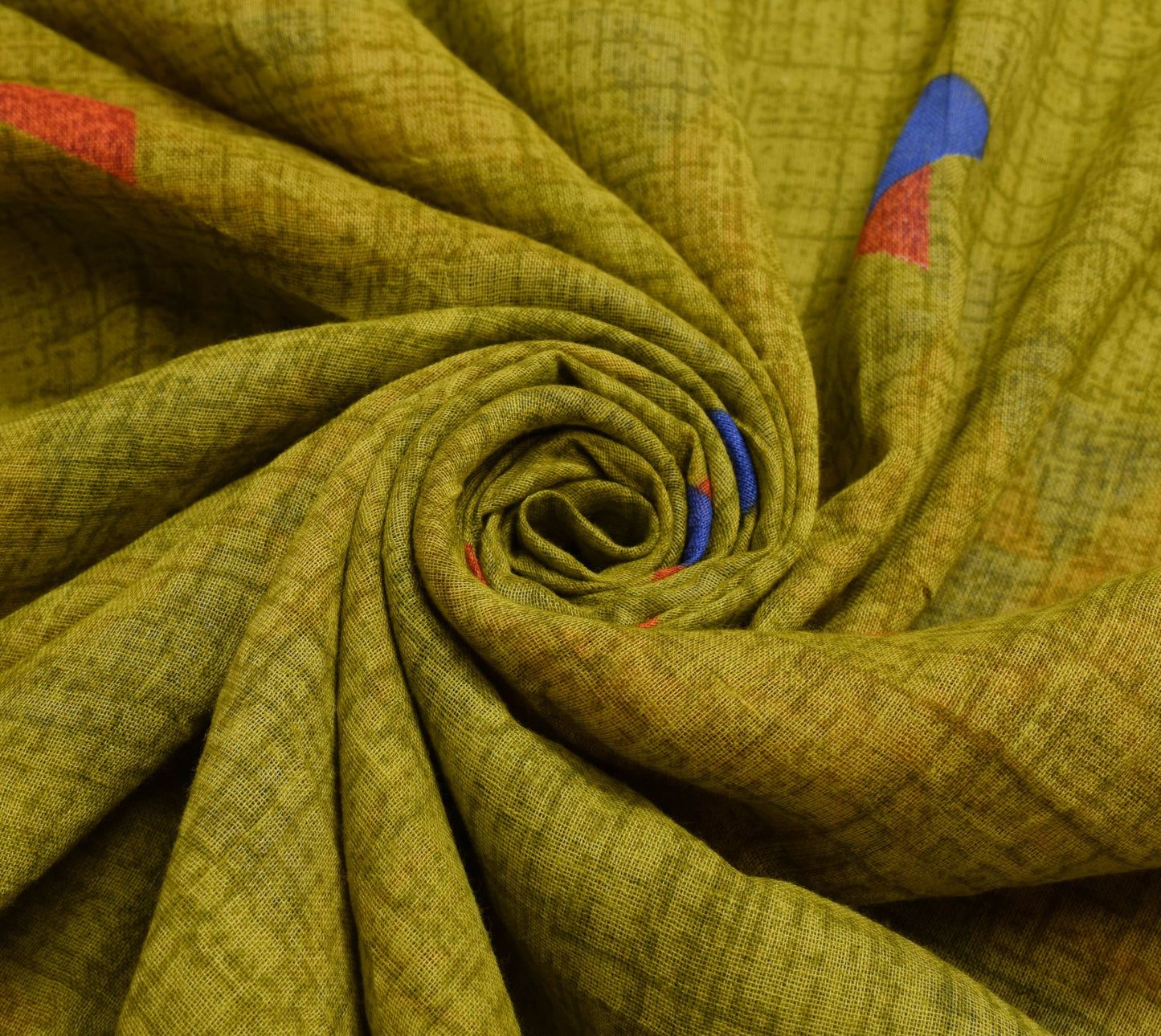 Sushila Vintage Green Saree Pure Cotton Geometrical Printed Soft Craft Fabric