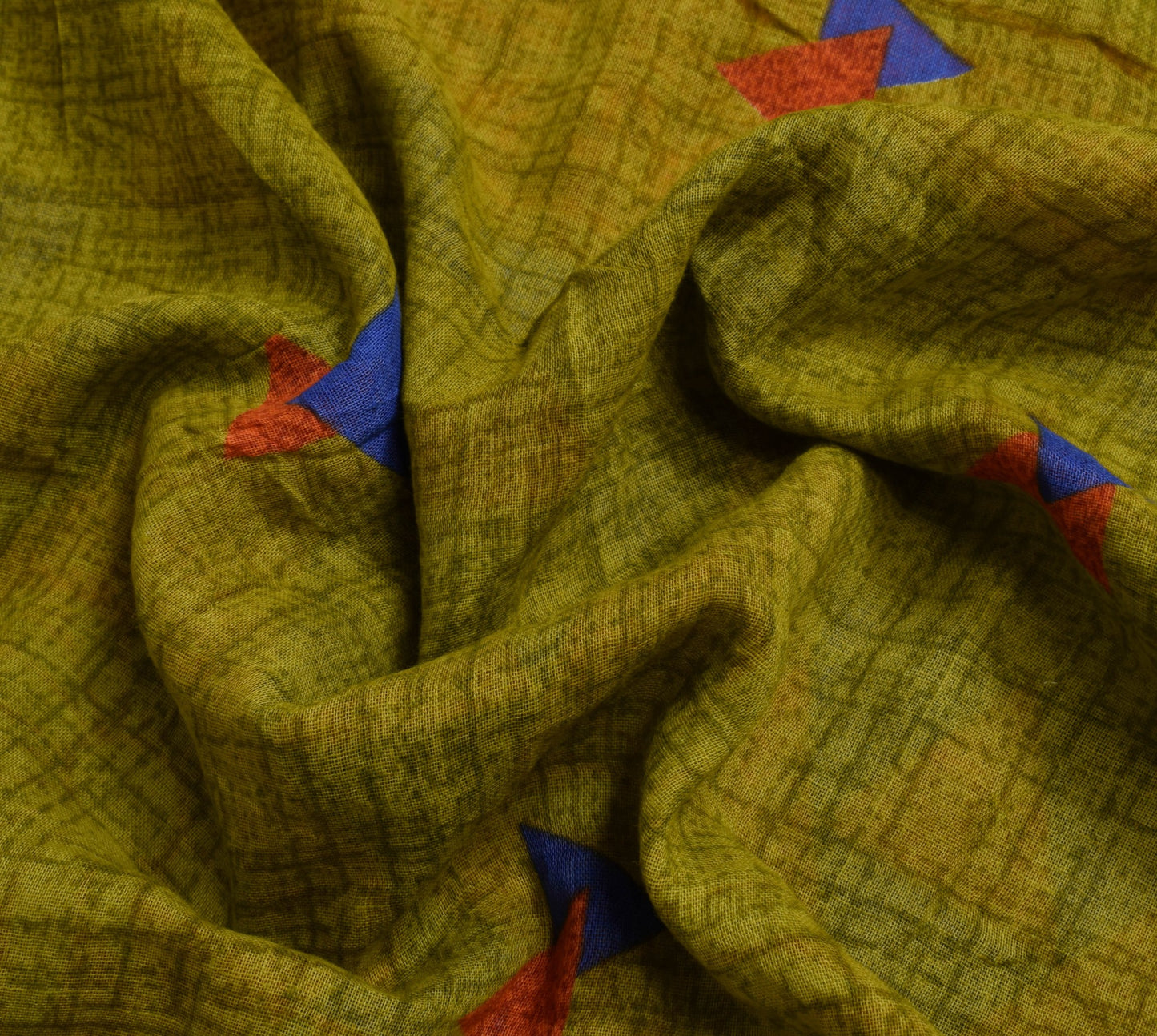 Sushila Vintage Green Saree Pure Cotton Geometrical Printed Soft Craft Fabric