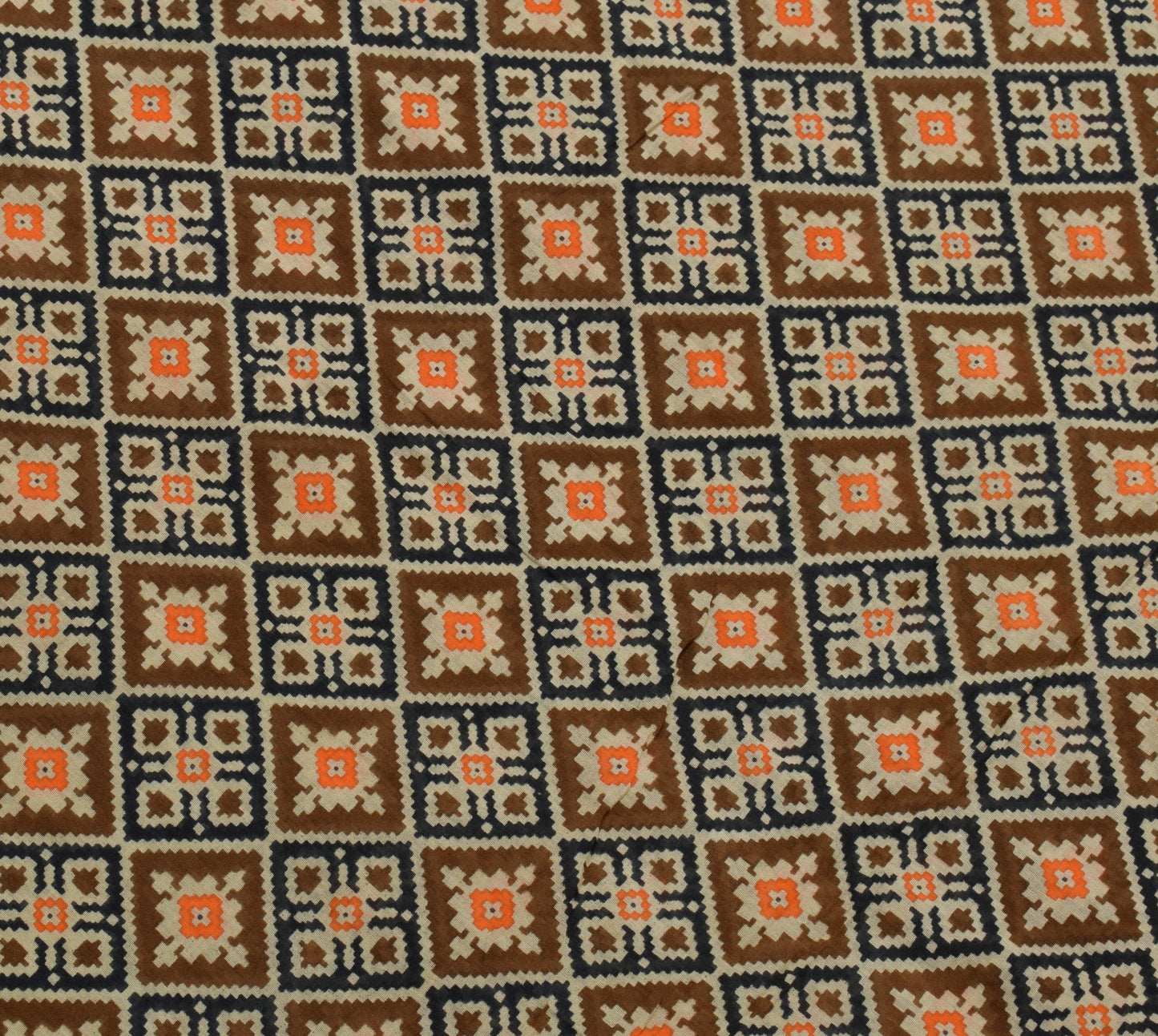 Sushila Vintage Brown Saree 100%Pure Cotton Printed Daily Wear Soft Craft Fabric