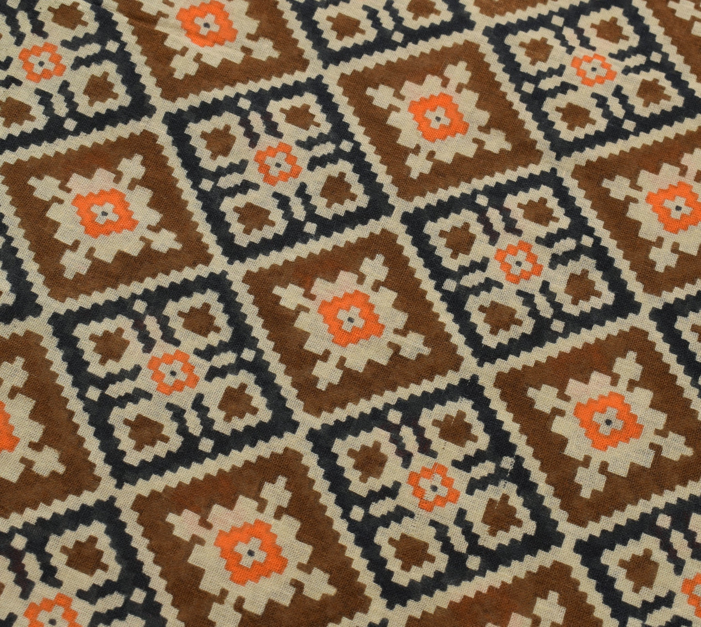 Sushila Vintage Brown Saree 100%Pure Cotton Printed Daily Wear Soft Craft Fabric