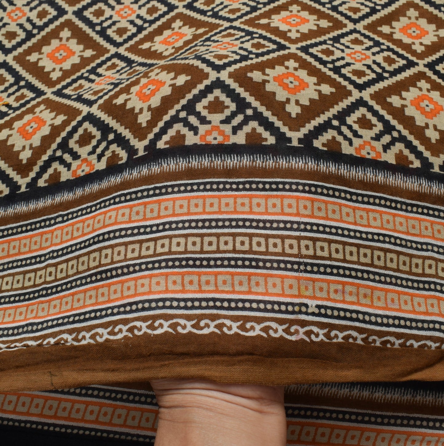 Sushila Vintage Brown Saree 100%Pure Cotton Printed Daily Wear Soft Craft Fabric