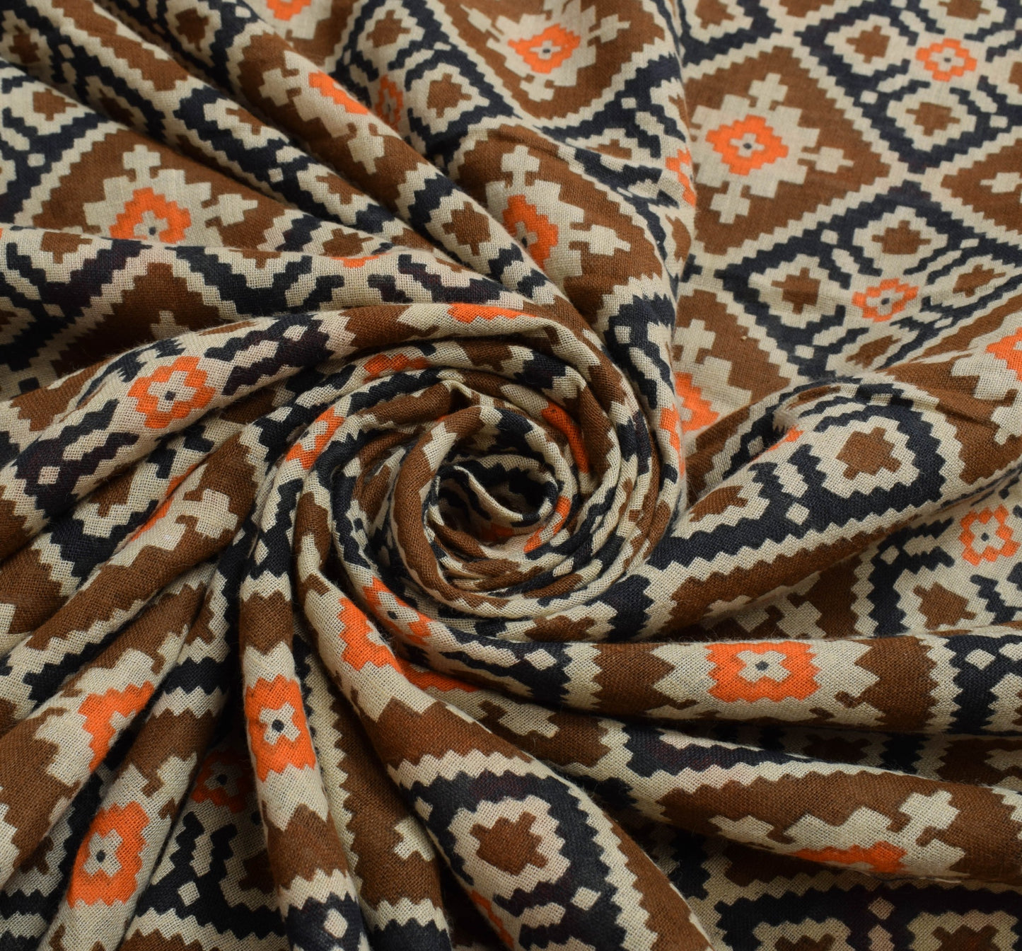 Sushila Vintage Brown Saree 100%Pure Cotton Printed Daily Wear Soft Craft Fabric