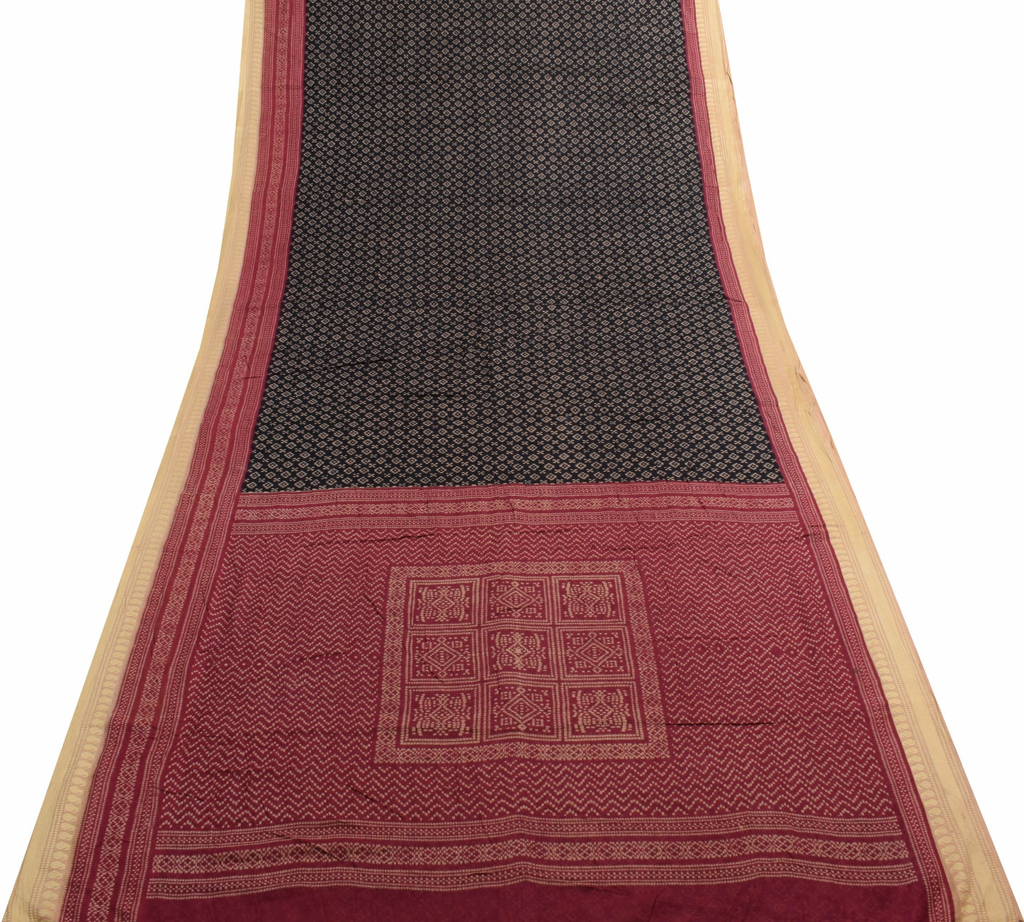 Sushila Vintage Black Saree 100% Pure Cotton Printed Daily Wear Craft Fabric