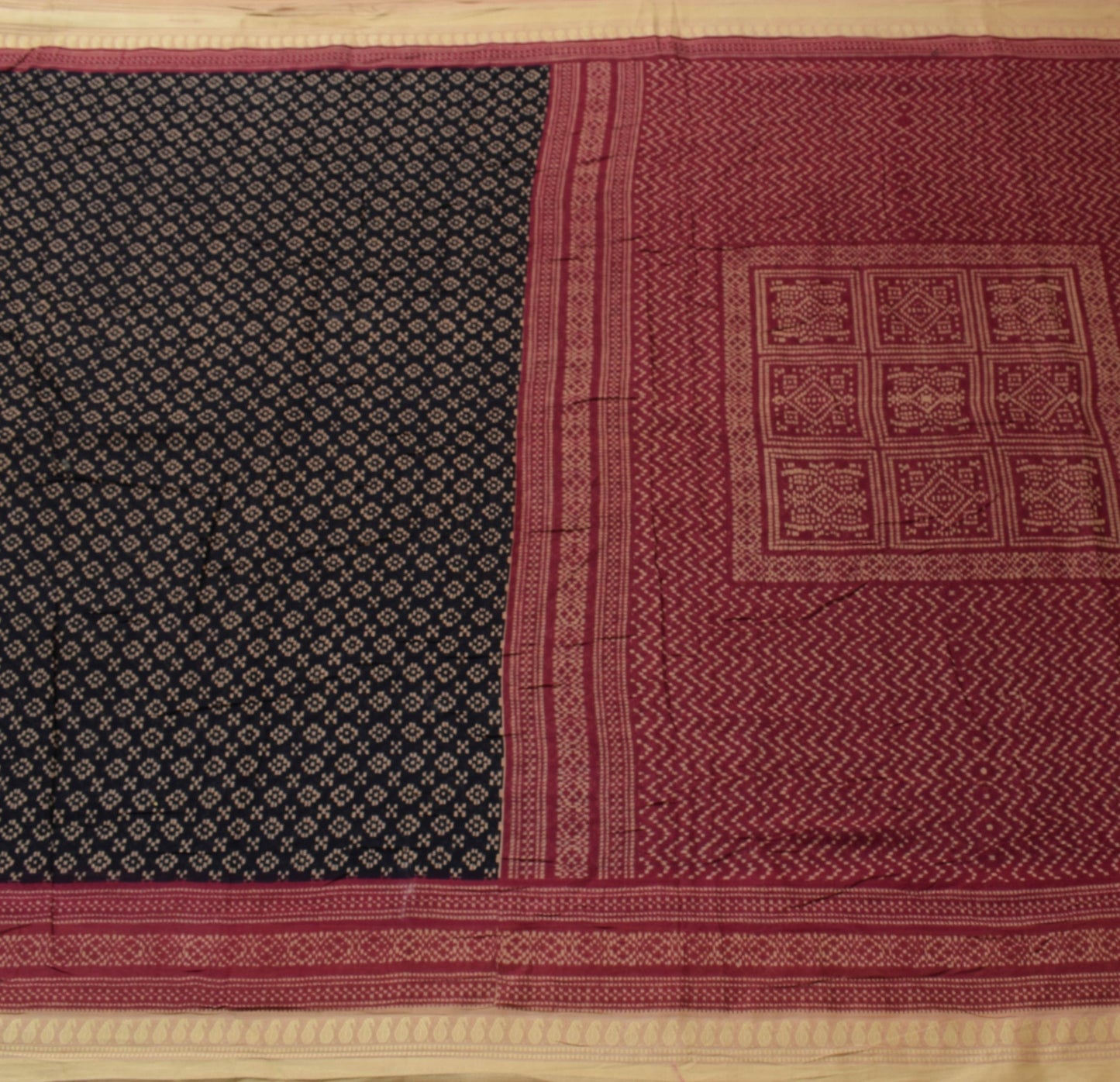 Sushila Vintage Black Saree 100% Pure Cotton Printed Daily Wear Craft Fabric