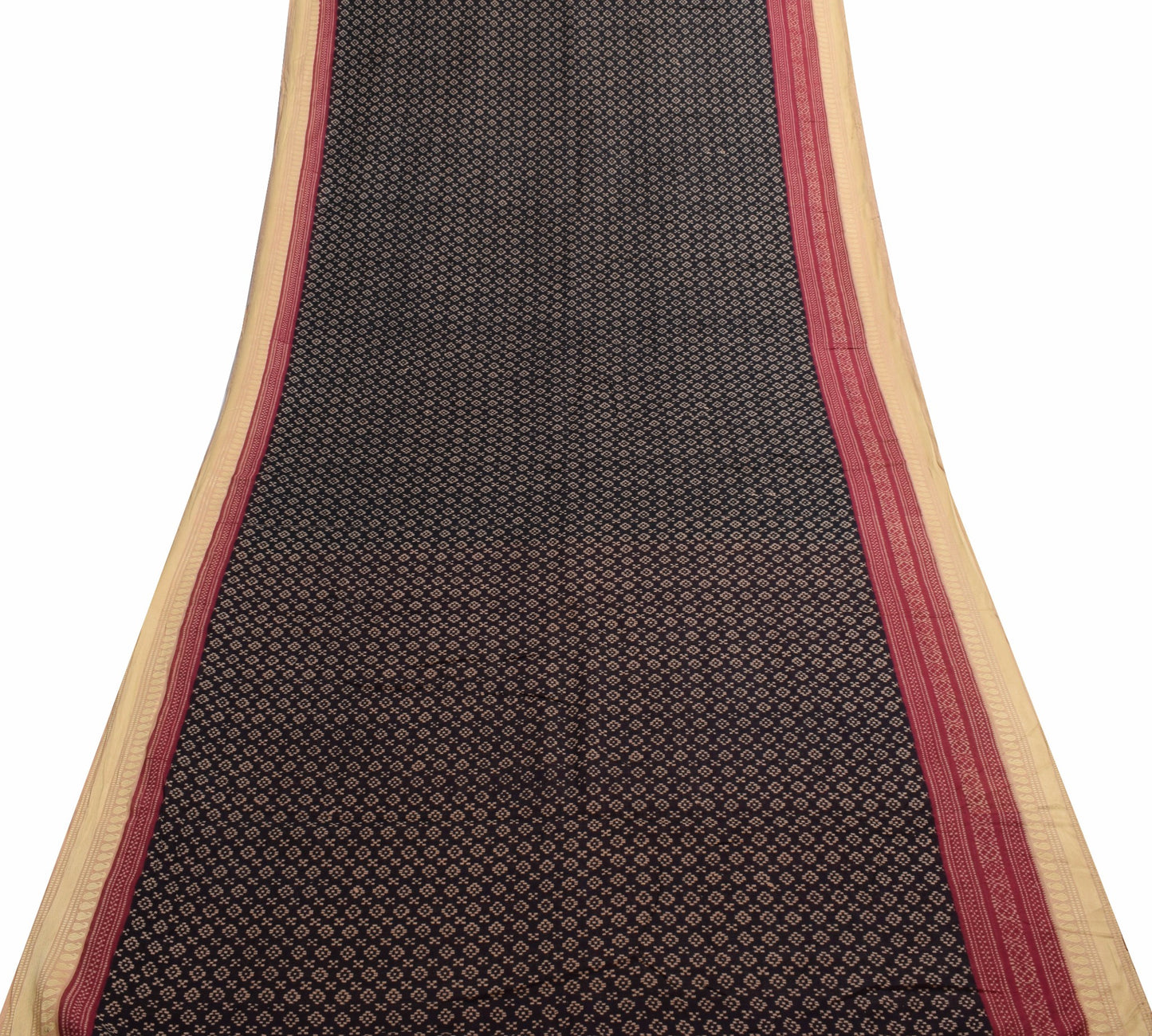 Sushila Vintage Black Saree 100% Pure Cotton Printed Daily Wear Craft Fabric