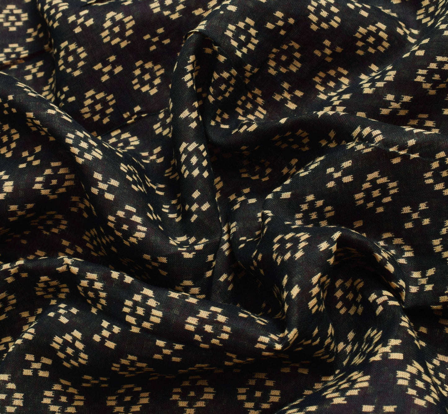 Sushila Vintage Black Saree 100% Pure Cotton Printed Daily Wear Craft Fabric