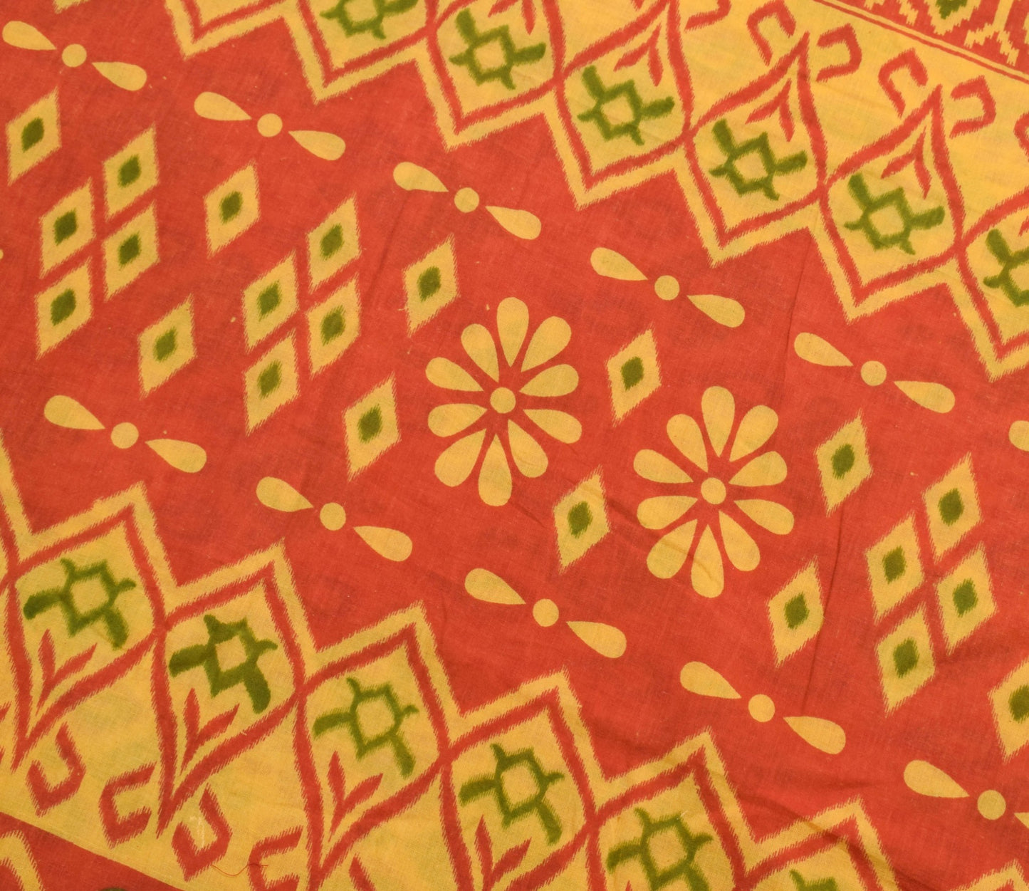 Sushila Vintage Yellow Saree 100% Pure Cotton Printed Soft Craft Dress Fabric