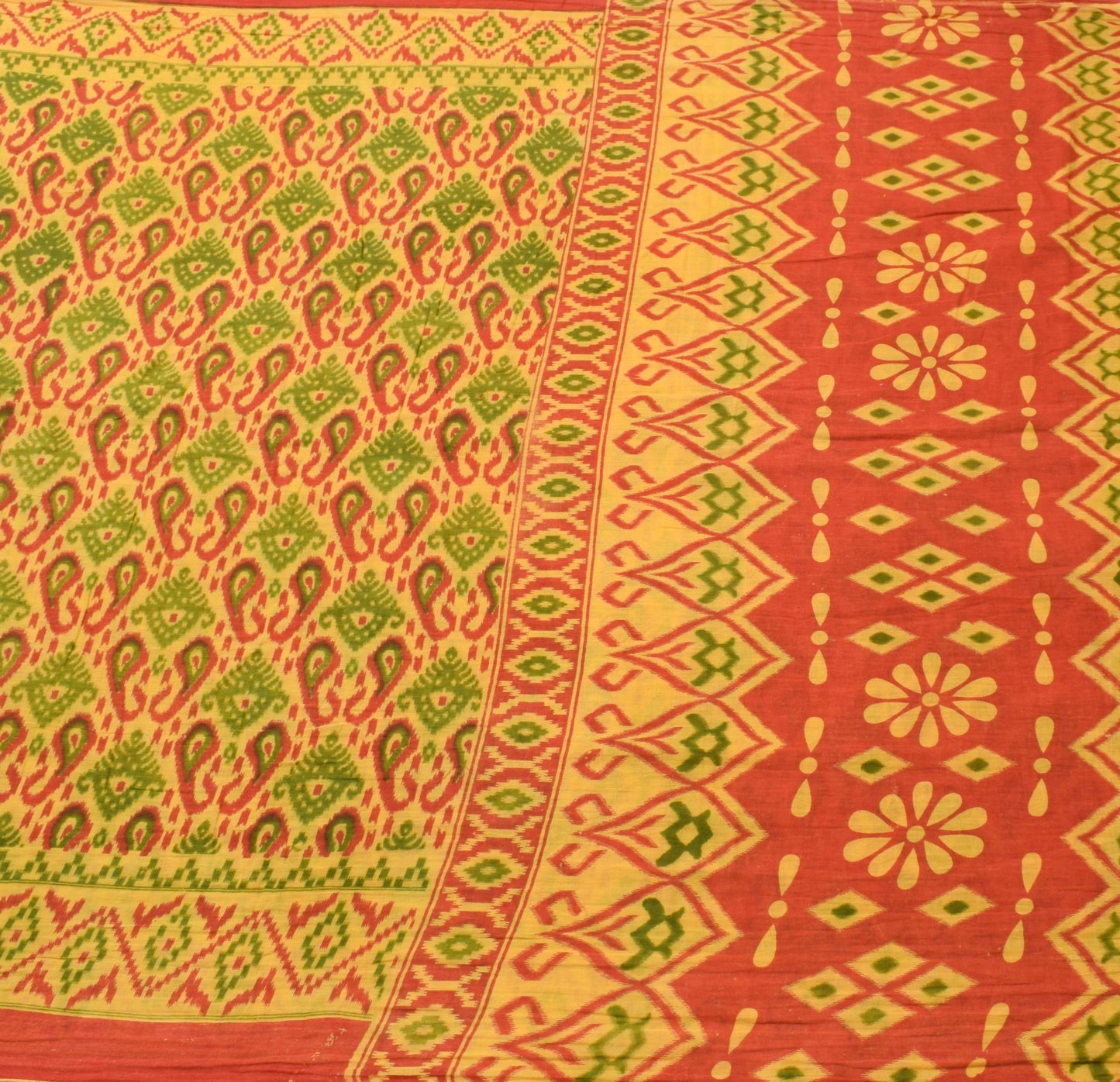 Sushila Vintage Yellow Saree 100% Pure Cotton Printed Soft Craft Dress Fabric