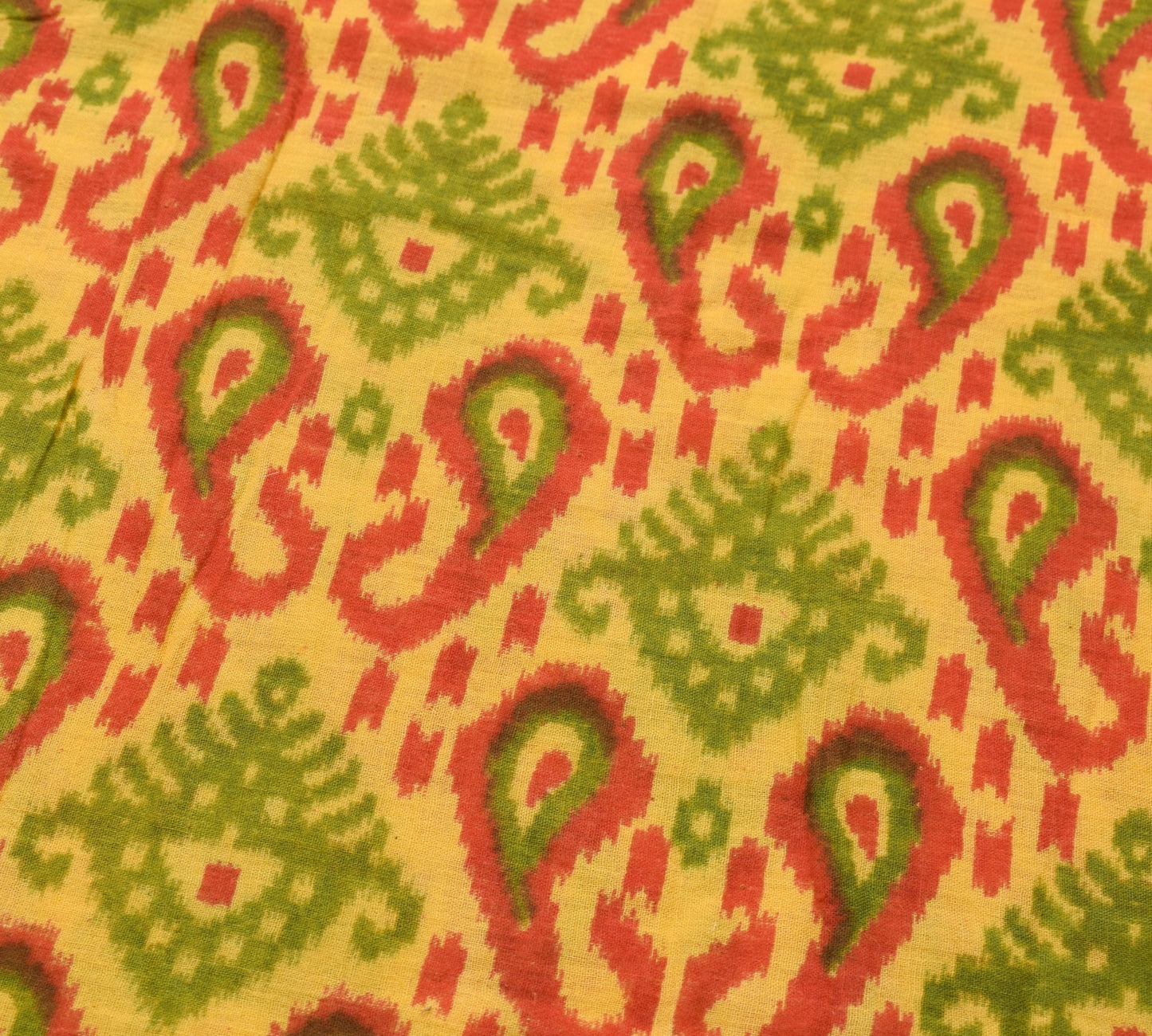 Sushila Vintage Yellow Saree 100% Pure Cotton Printed Soft Craft Dress Fabric