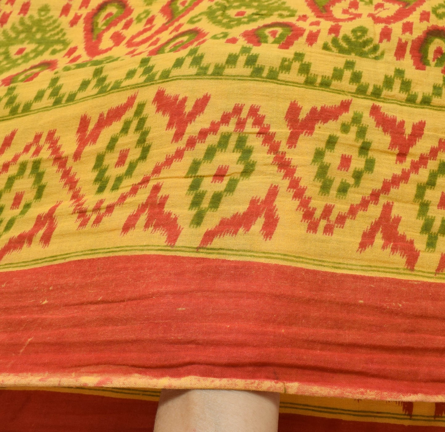 Sushila Vintage Yellow Saree 100% Pure Cotton Printed Soft Craft Dress Fabric