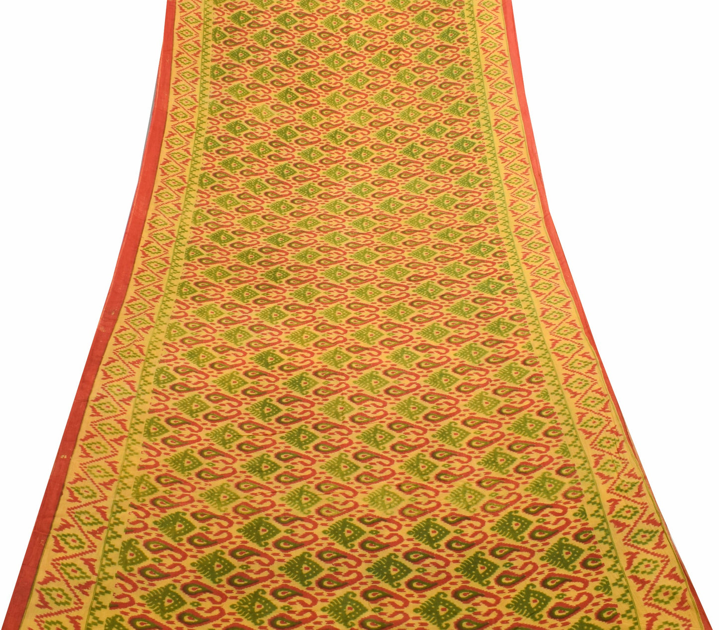 Sushila Vintage Yellow Saree 100% Pure Cotton Printed Soft Craft Dress Fabric