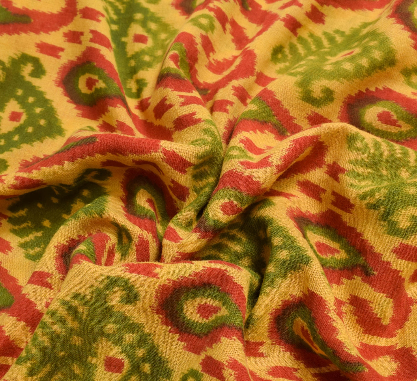 Sushila Vintage Yellow Saree 100% Pure Cotton Printed Soft Craft Dress Fabric