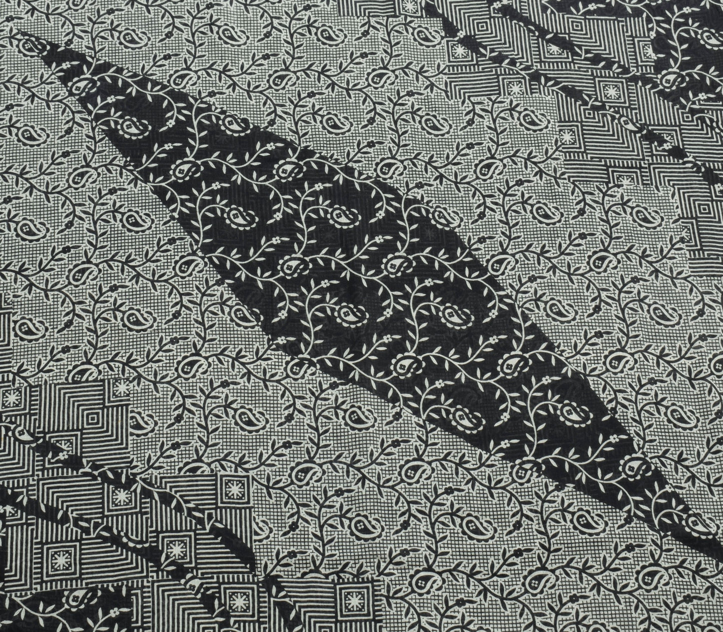 Sushila Vintage Black Saree 100%Pure Cotton Printed Daily Wear Soft Craft Fabric