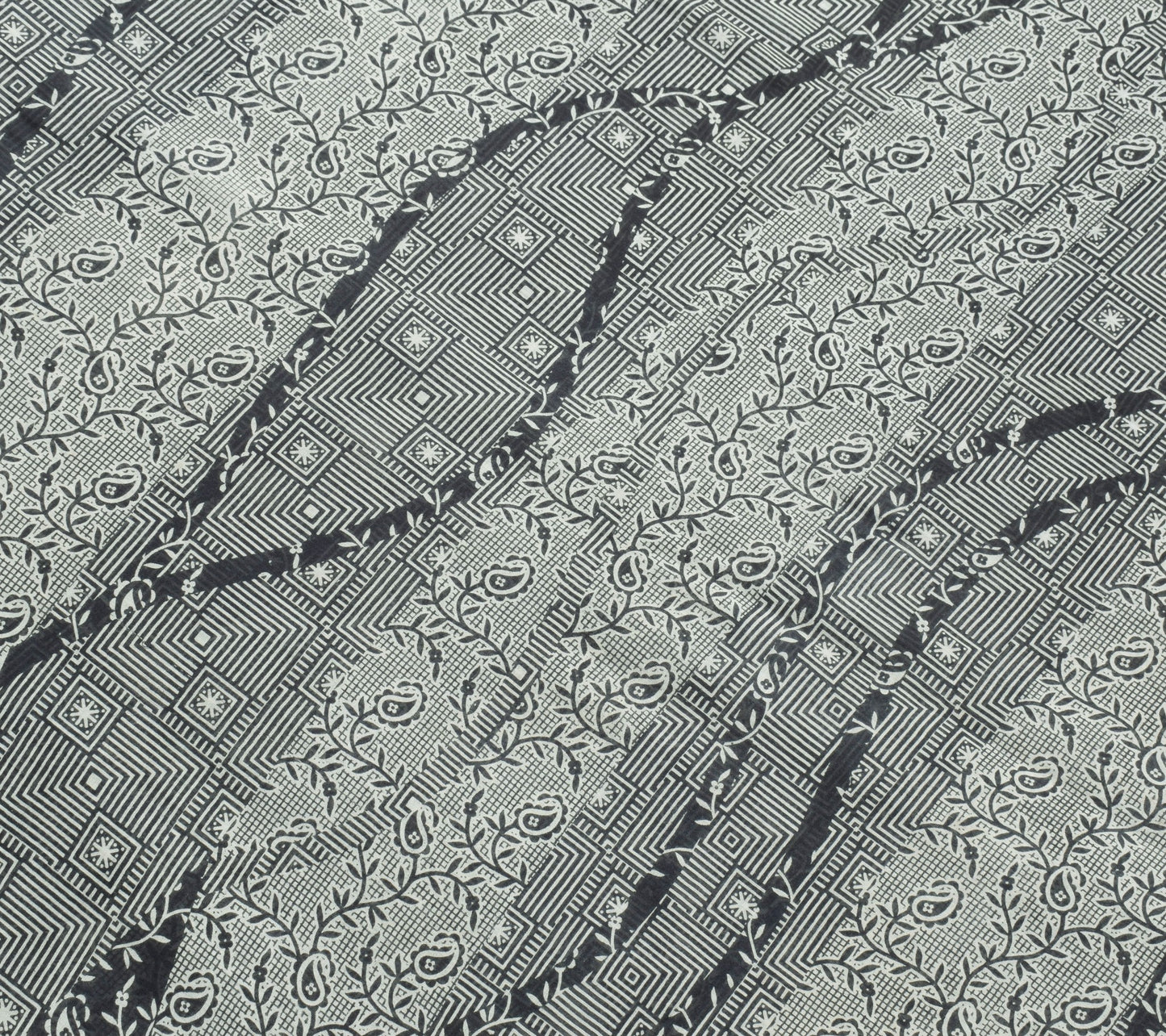 Sushila Vintage Black Saree 100%Pure Cotton Printed Daily Wear Soft Craft Fabric