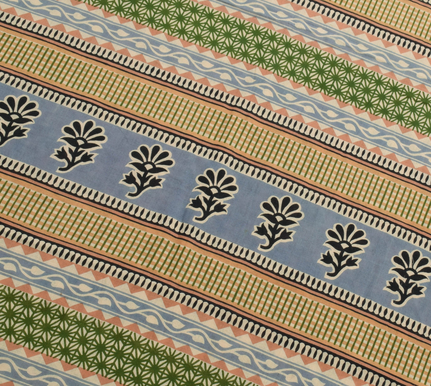 Sushila Vintage Cream Saree 100% Pure Cotton Printed Soft Craft Floral Fabric