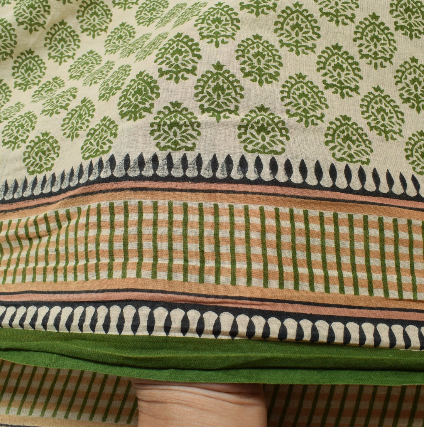 Sushila Vintage Cream Saree 100% Pure Cotton Printed Soft Craft Floral Fabric