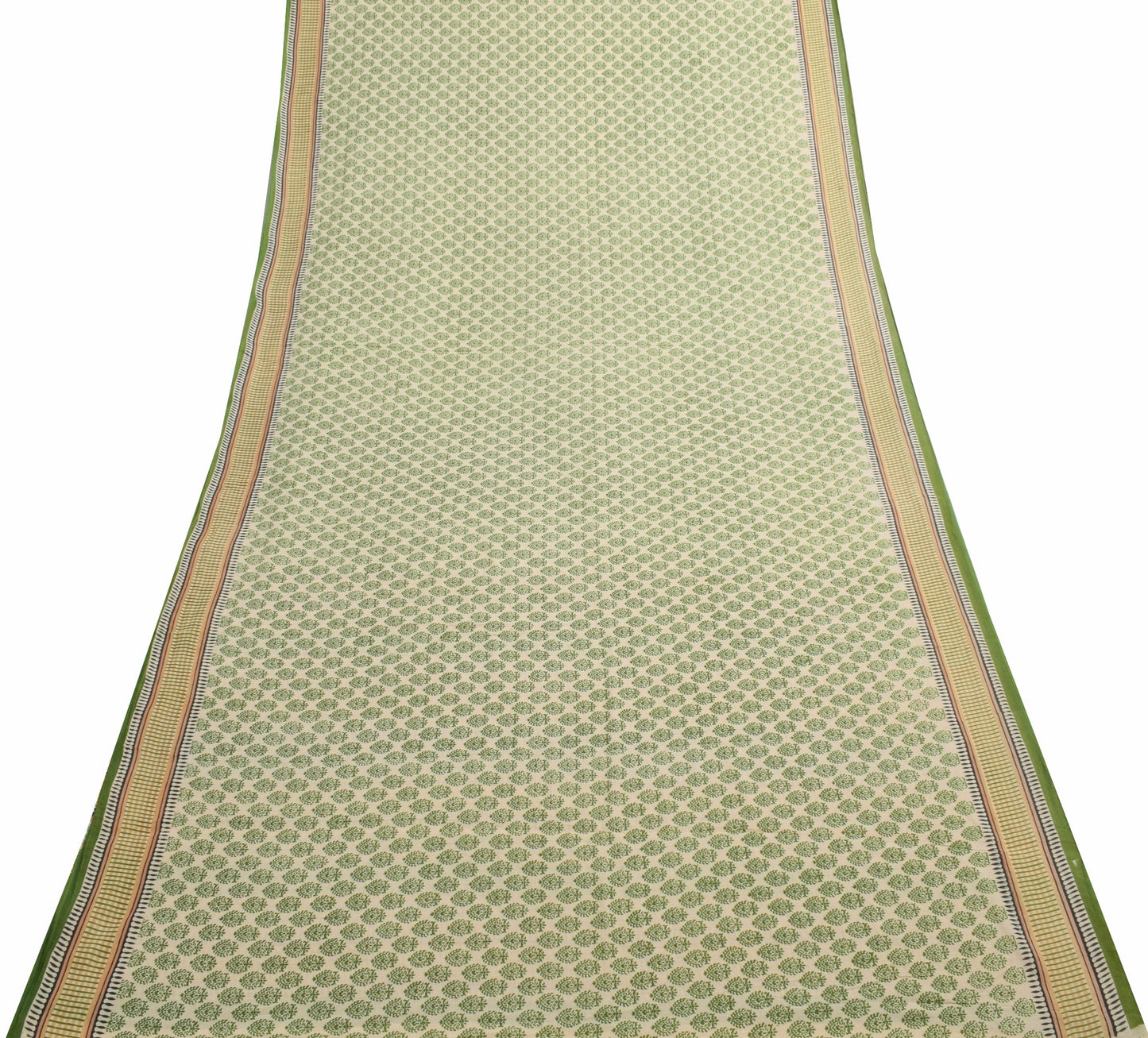 Sushila Vintage Cream Saree 100% Pure Cotton Printed Soft Craft Floral Fabric