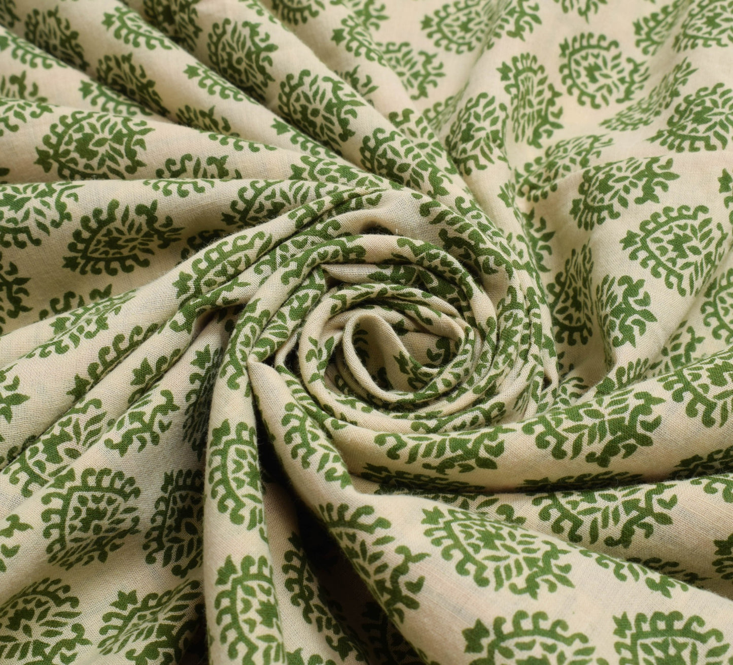 Sushila Vintage Cream Saree 100% Pure Cotton Printed Soft Craft Floral Fabric