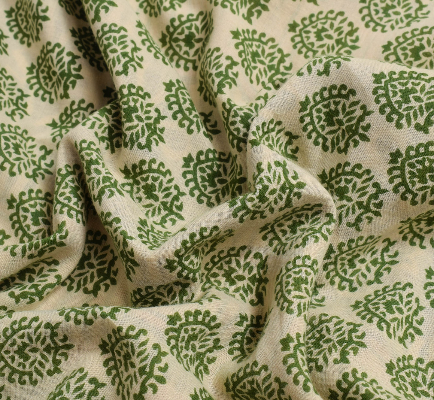 Sushila Vintage Cream Saree 100% Pure Cotton Printed Soft Craft Floral Fabric