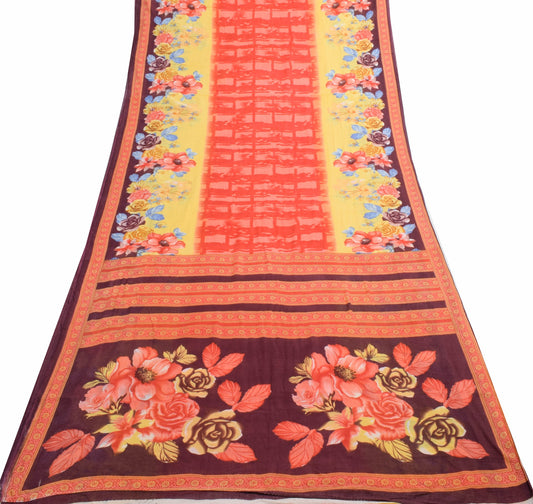 Sushila Vintage Floral Multi-Color Saree Pure Cotton Printed Women Craft Fabric