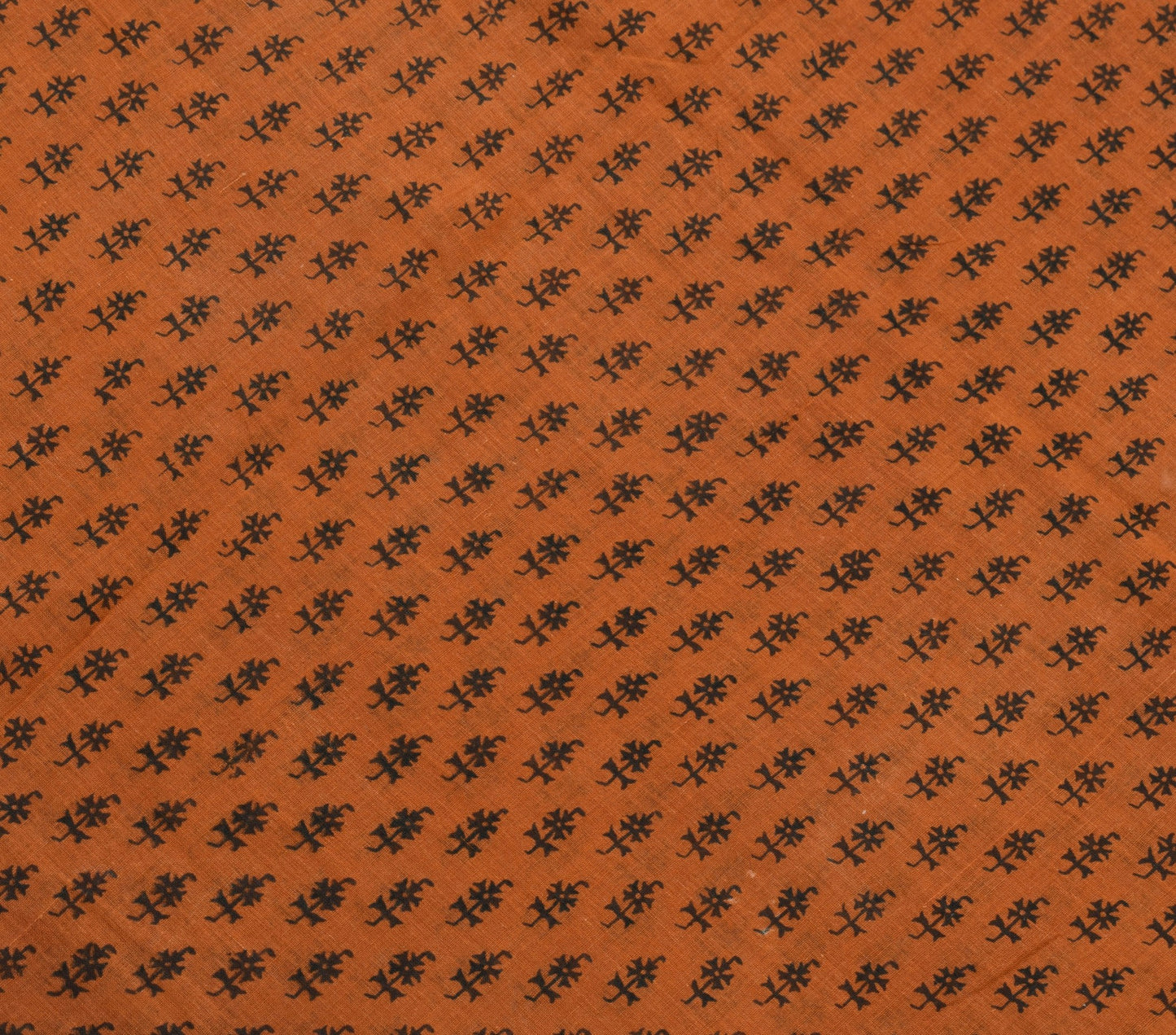 Sushila Vintage Floral Rust Saree 100% Pure Cotton Printed Indian Craft Fabric