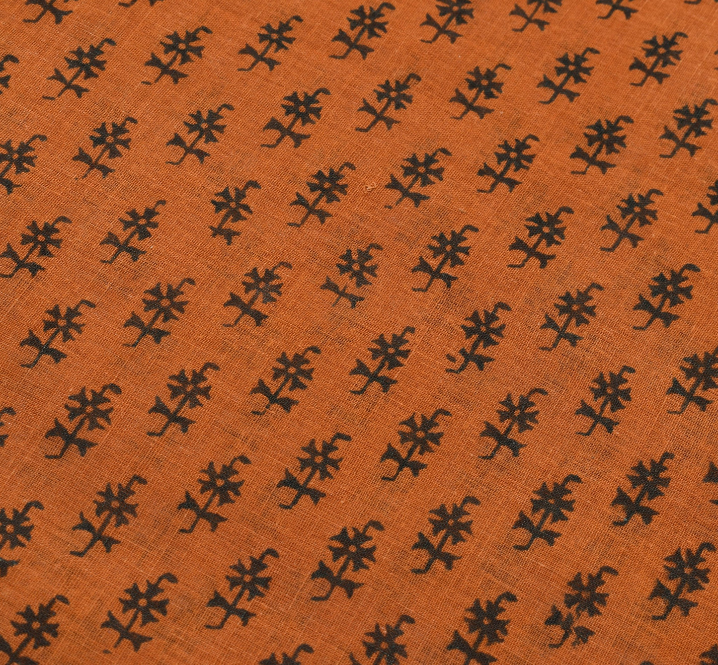 Sushila Vintage Floral Rust Saree 100% Pure Cotton Printed Indian Craft Fabric
