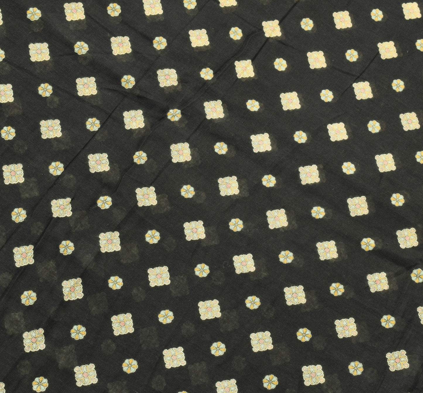 Sushila Vintage Black Saree Pure Cotton Madhubani Printed Soft Craft Fabric