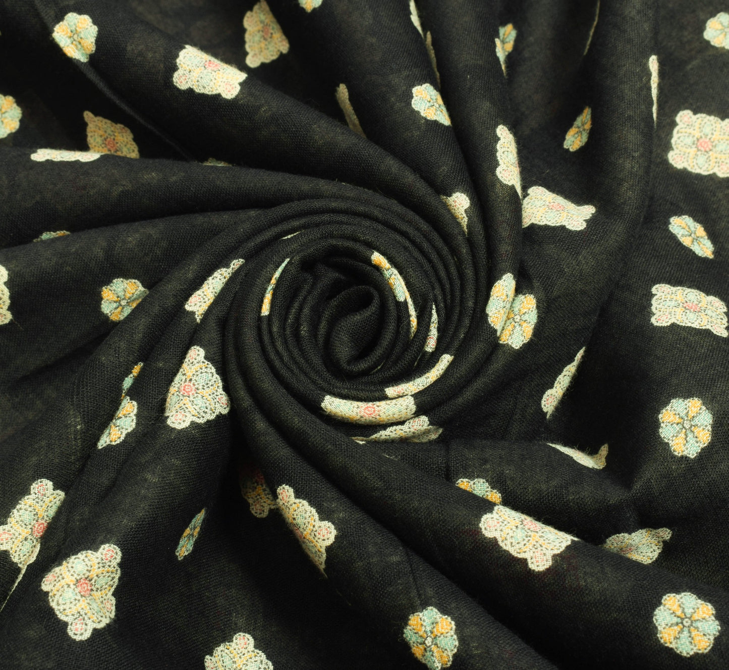 Sushila Vintage Black Saree Pure Cotton Madhubani Printed Soft Craft Fabric