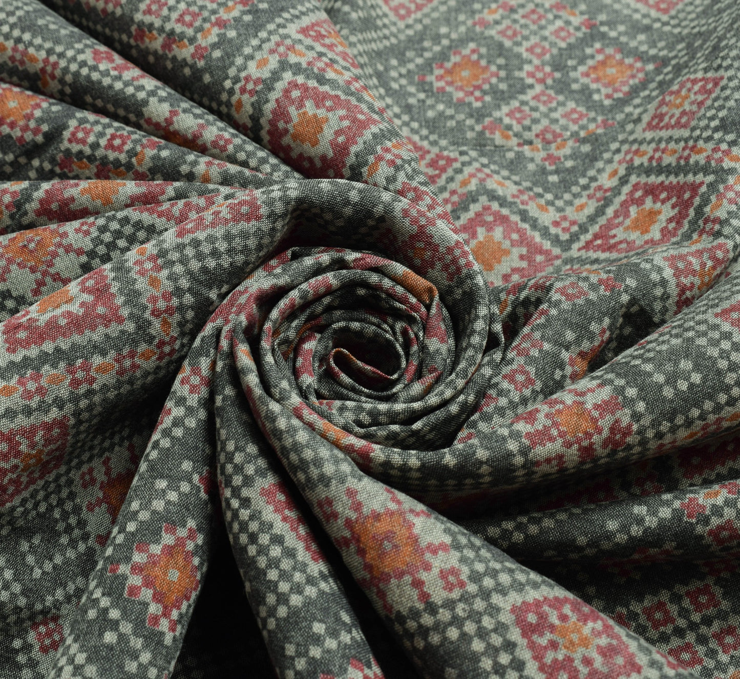 Sushila Vintage Black Geometrical Saree 100% Pure Cotton Printed Craft Fabric