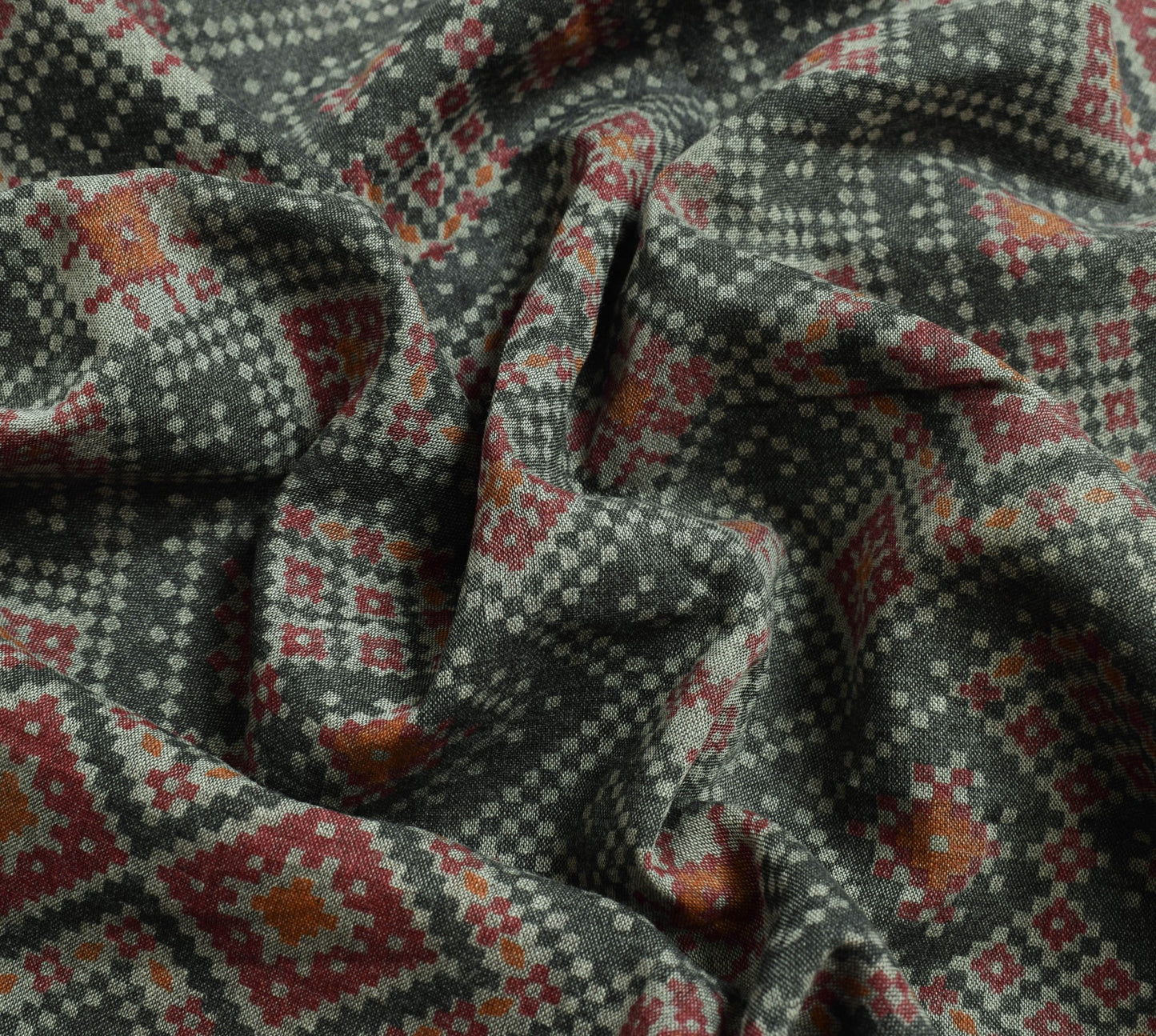 Sushila Vintage Black Geometrical Saree 100% Pure Cotton Printed Craft Fabric