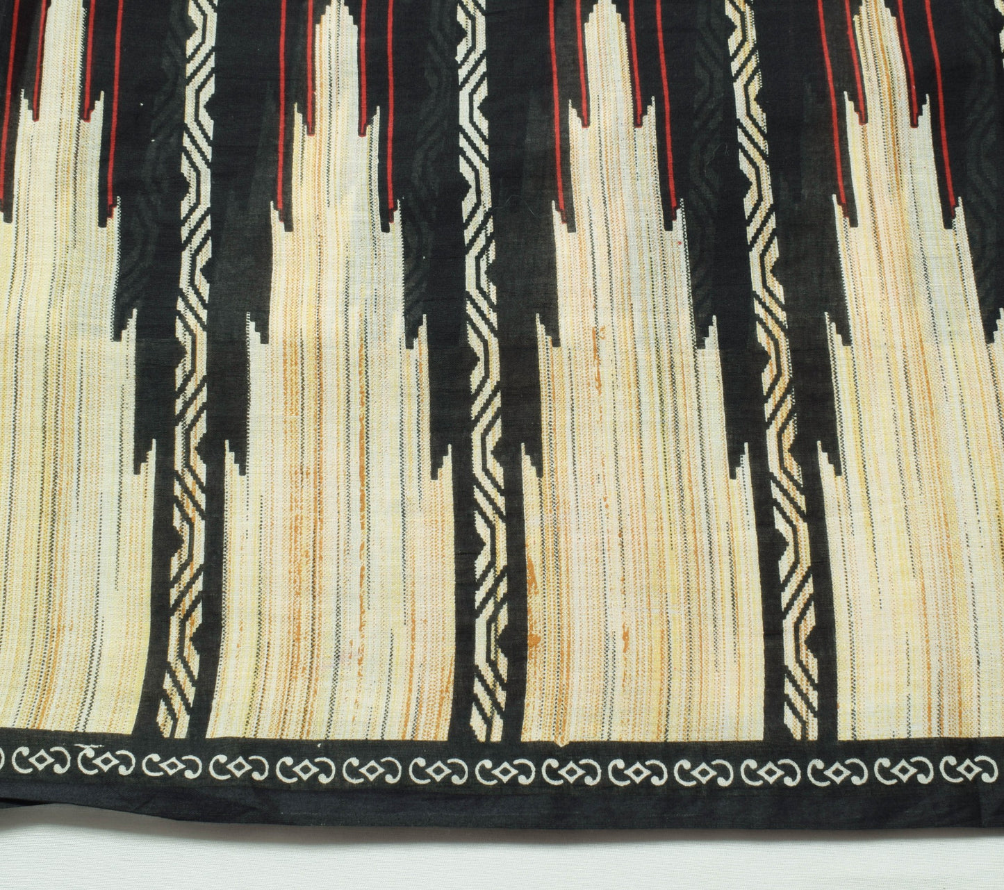 Sushila Vintage Black Saree 100% Pure Cotton Printed Stripes Women Craft Fabric