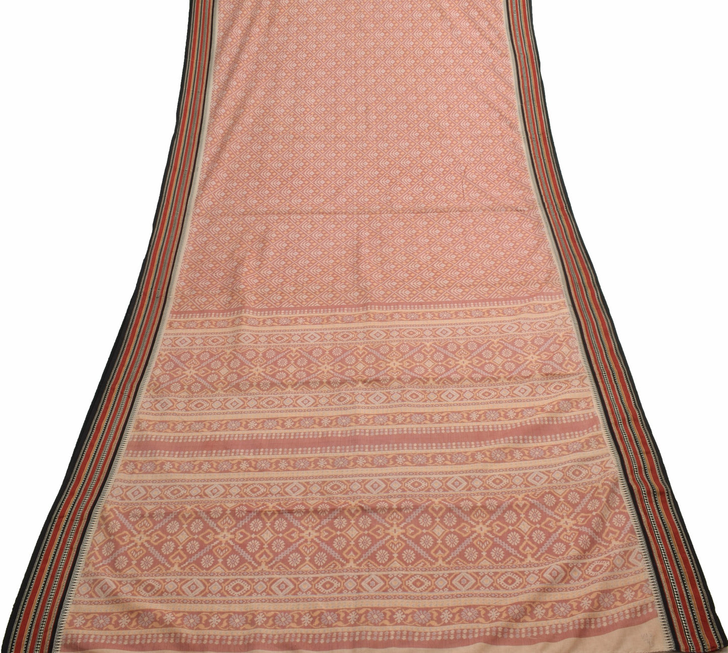Sushila Vintage Saree 100% Pure Cotton Printed with Woven Border Craft Fabric