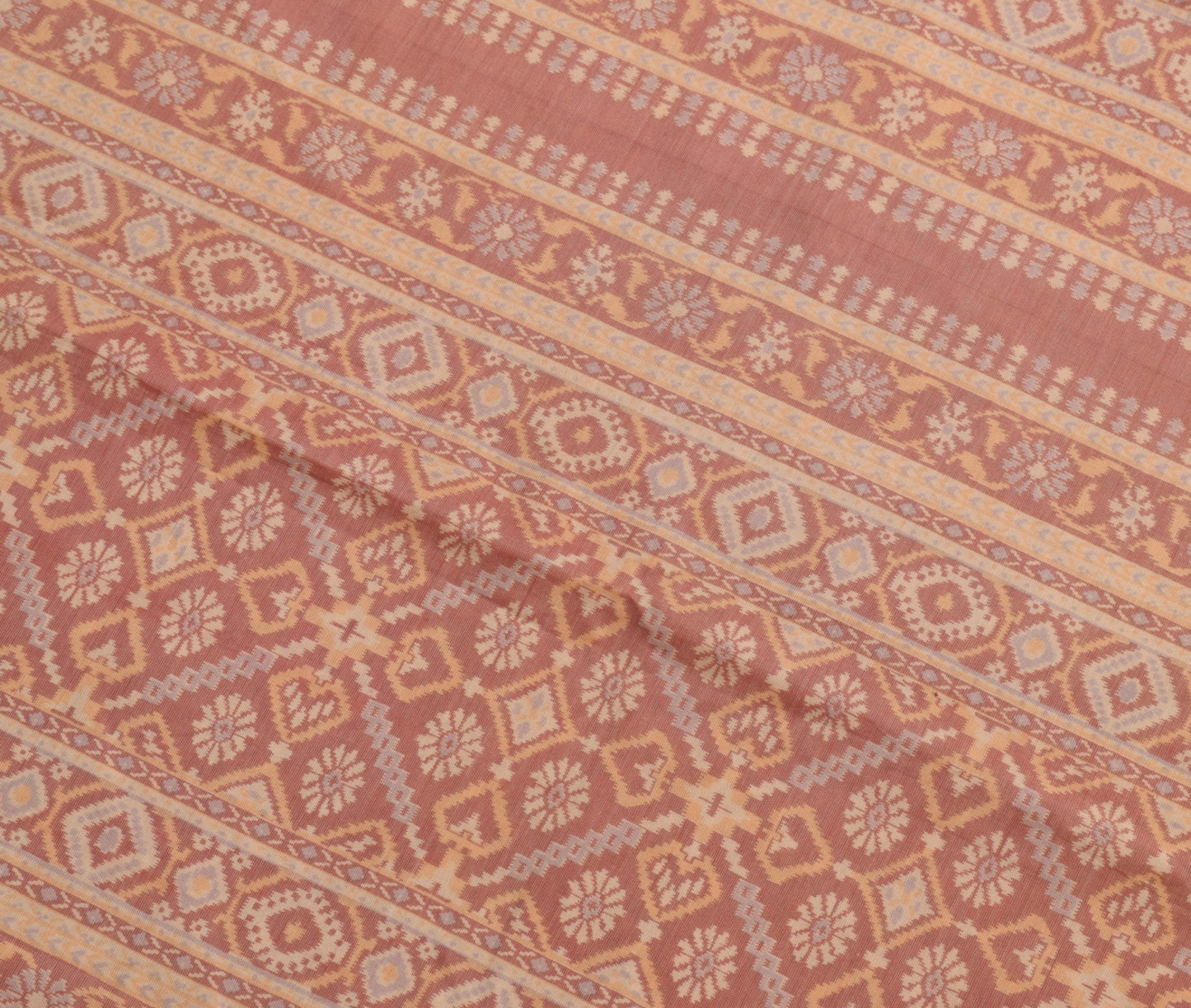 Sushila Vintage Saree 100% Pure Cotton Printed with Woven Border Craft Fabric
