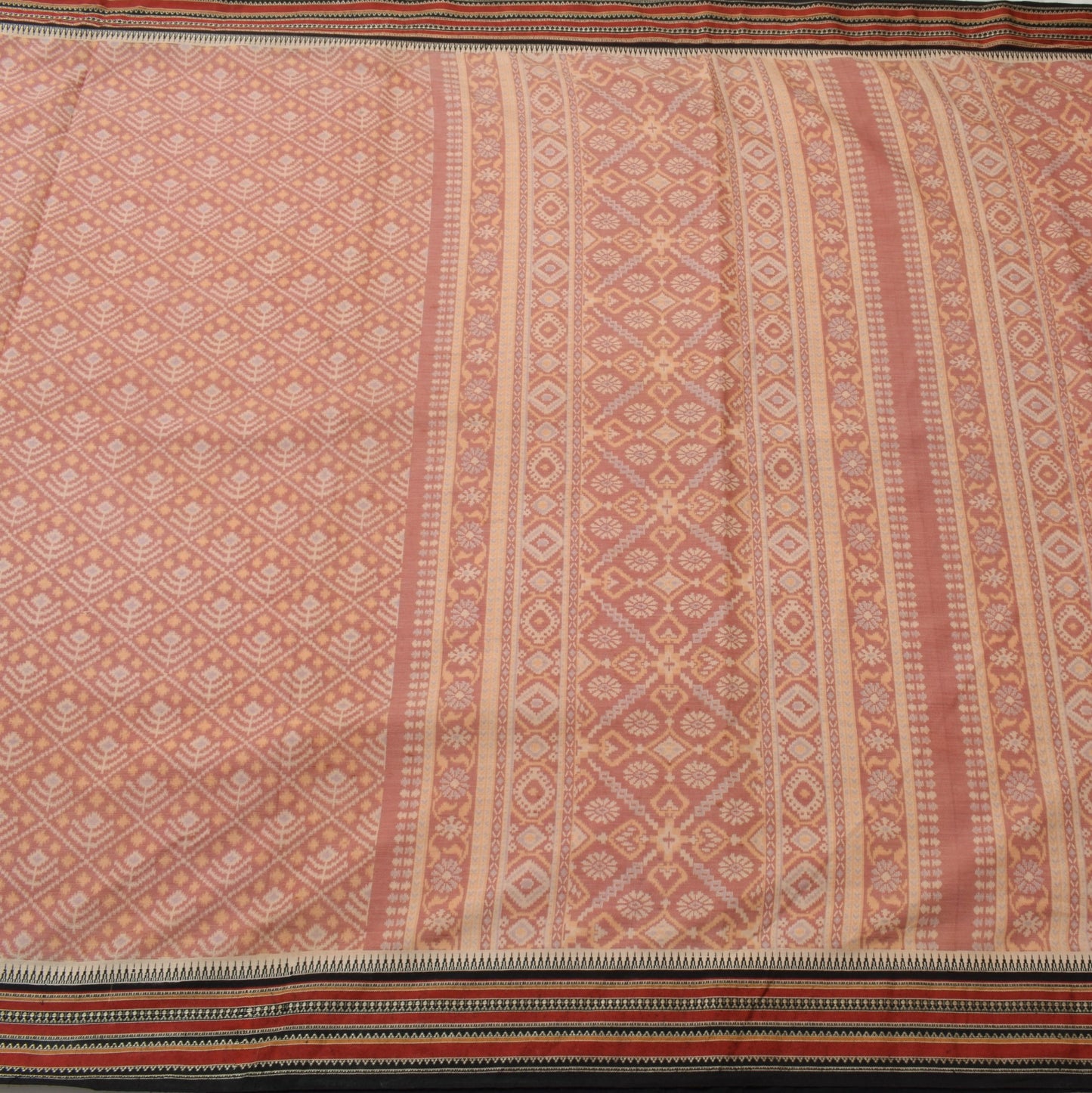 Sushila Vintage Saree 100% Pure Cotton Printed with Woven Border Craft Fabric