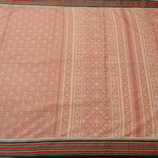 Sushila Vintage Saree 100% Pure Cotton Printed with Woven Border Craft Fabric