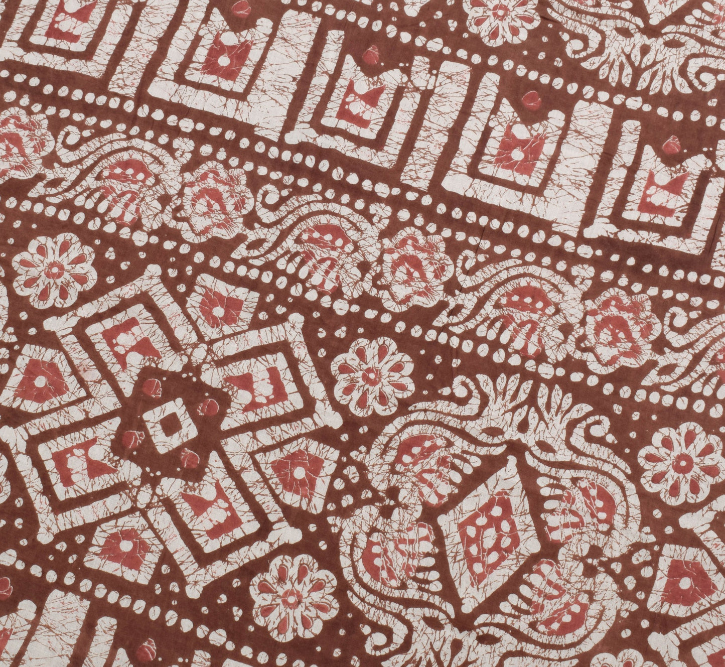 Sushila Vintage Floral Brown Saree 100% Pure Cotton Printed Soft Craft Fabric