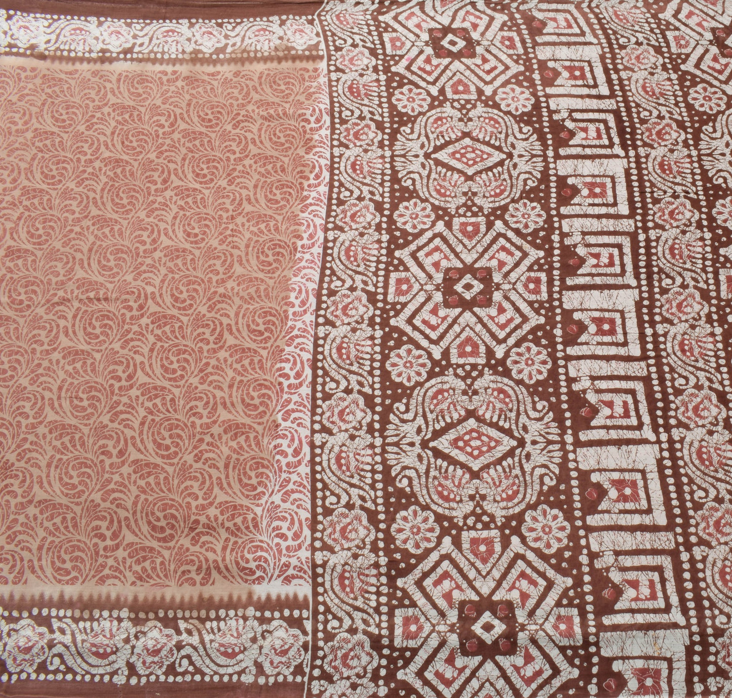 Sushila Vintage Floral Brown Saree 100% Pure Cotton Printed Soft Craft Fabric