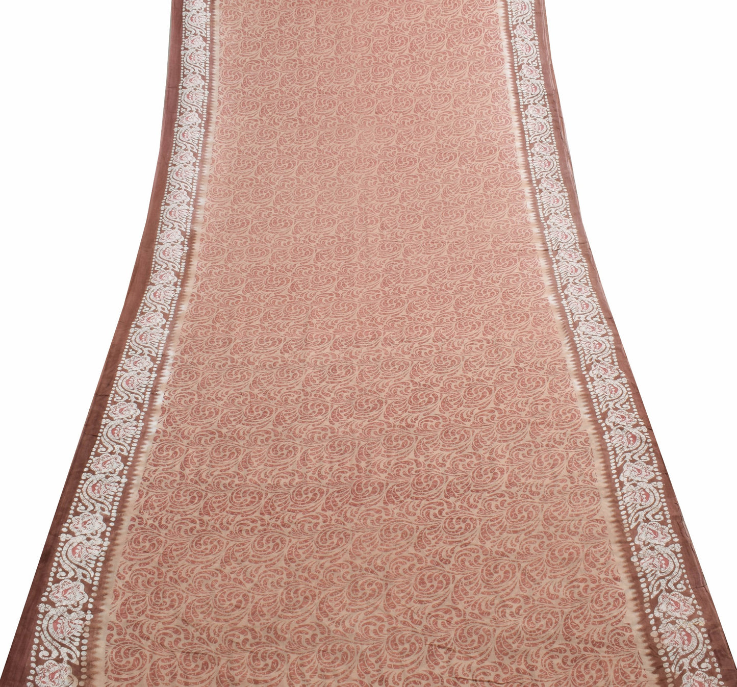 Sushila Vintage Floral Brown Saree 100% Pure Cotton Printed Soft Craft Fabric