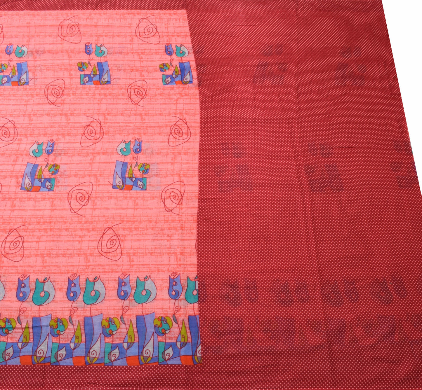 Sushila Vintage Pink Women Saree 100% Pure Cotton Printed Soft Craft Fabric