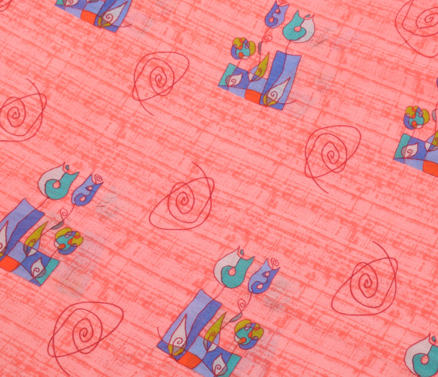Sushila Vintage Pink Women Saree 100% Pure Cotton Printed Soft Craft Fabric