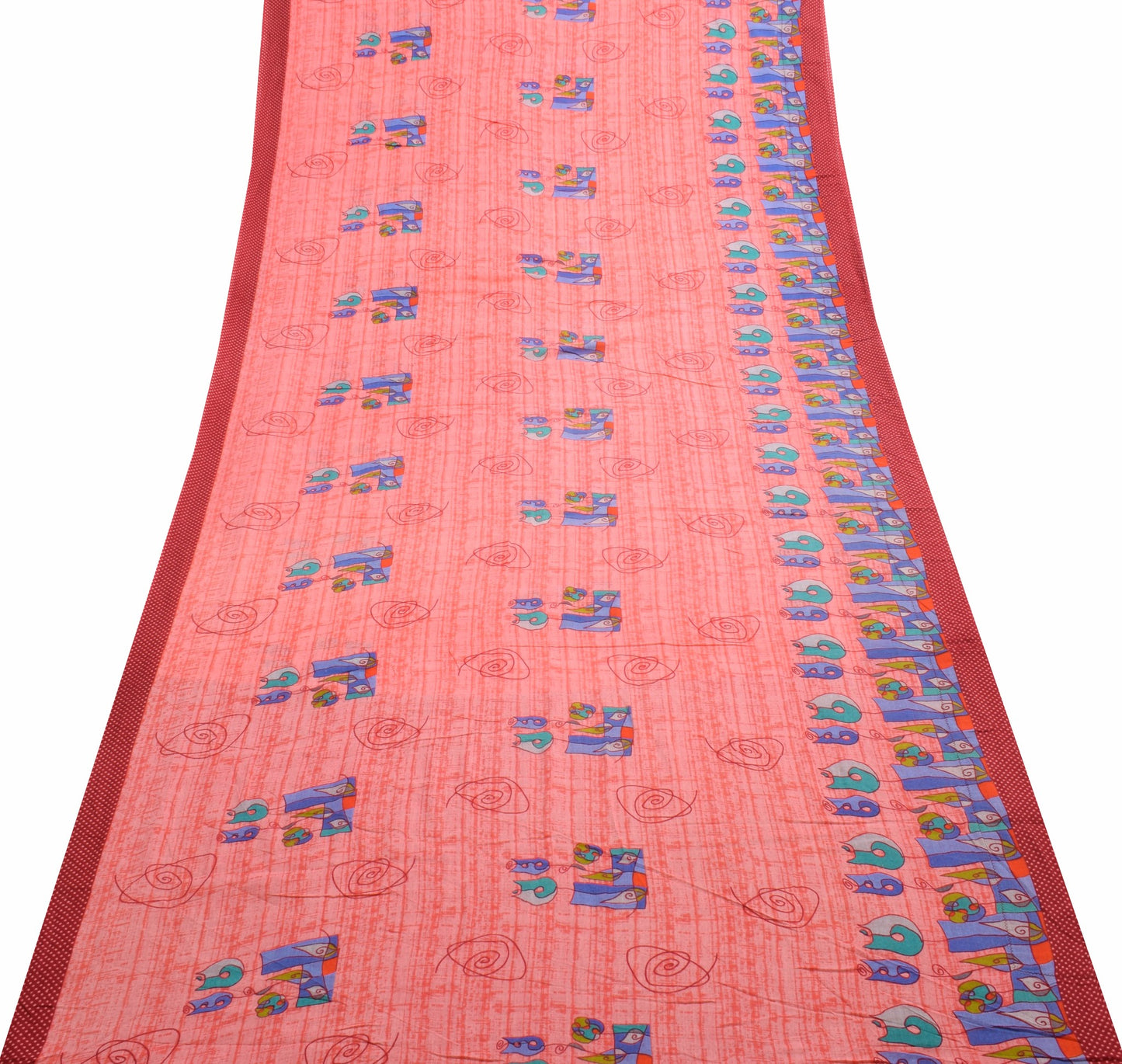 Sushila Vintage Pink Women Saree 100% Pure Cotton Printed Soft Craft Fabric