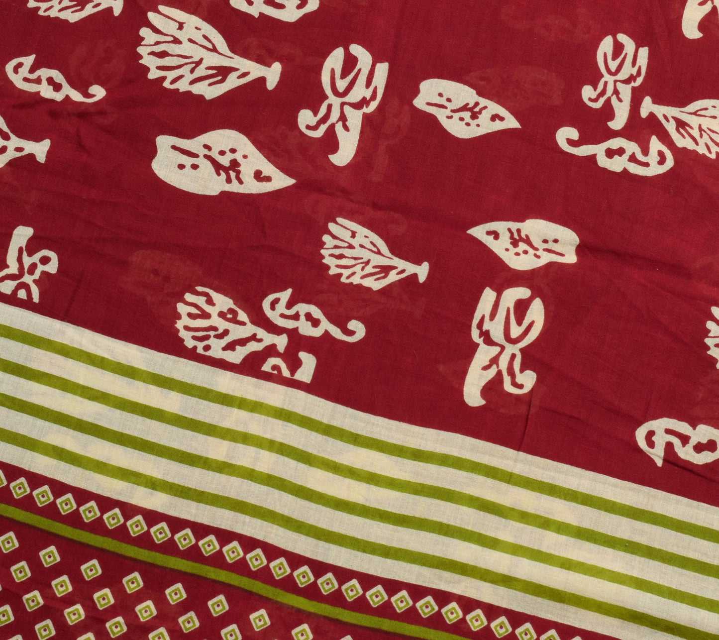 Sushila Vintage Dark Red Women Saree 100% Pure Cotton Printed Soft Craft Fabric
