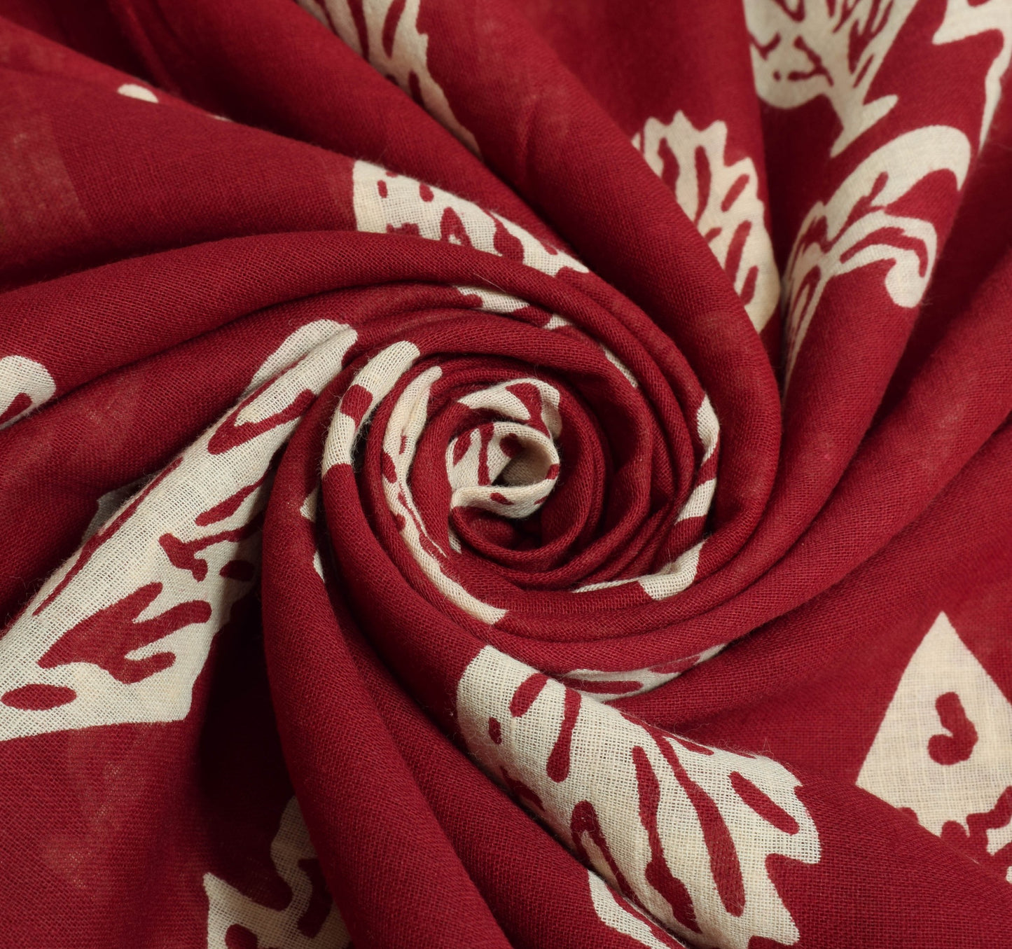 Sushila Vintage Dark Red Women Saree 100% Pure Cotton Printed Soft Craft Fabric